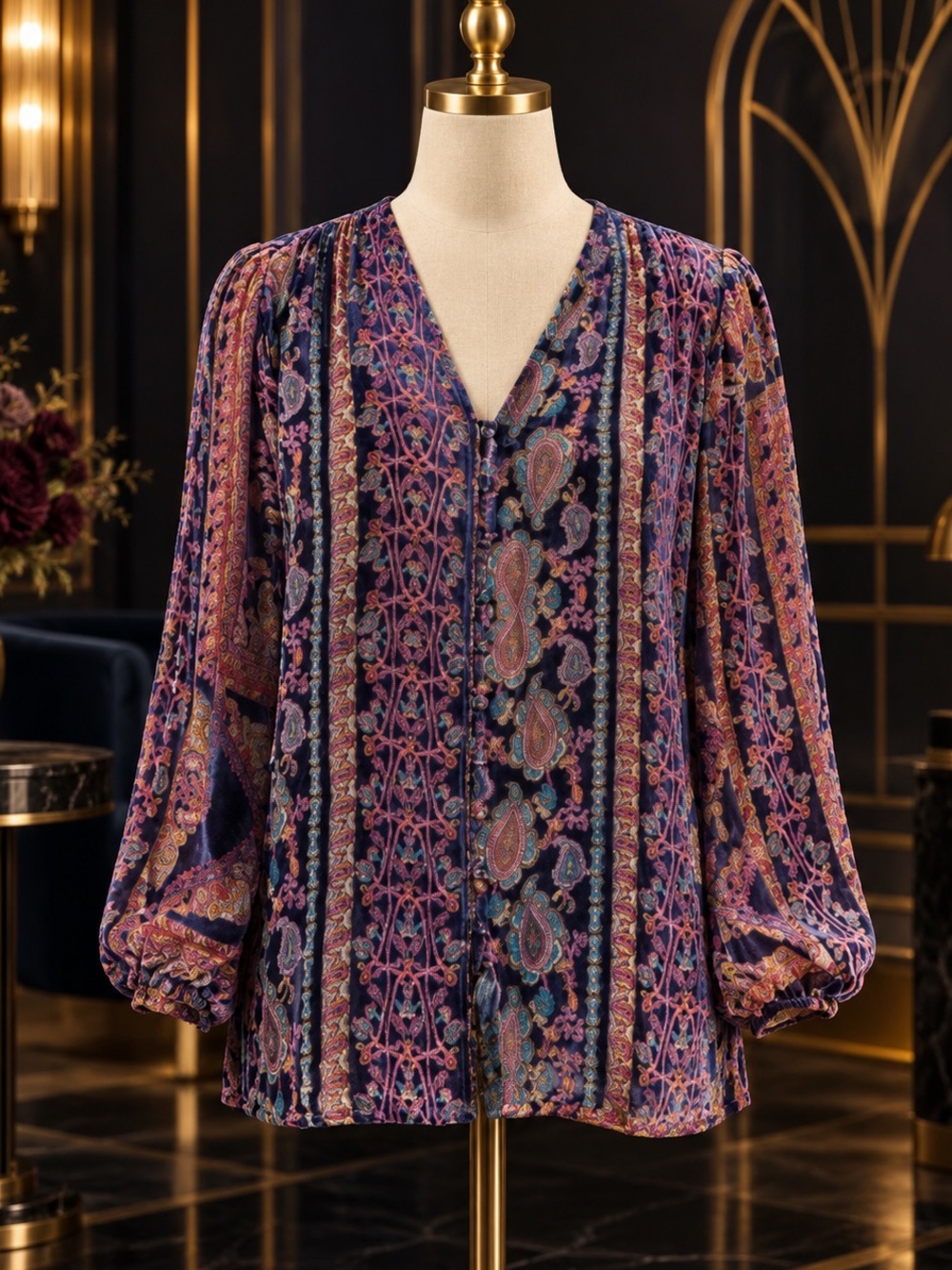 Johnny Was OMO BURNOUT LYDIA BLOUSE NWT oversized